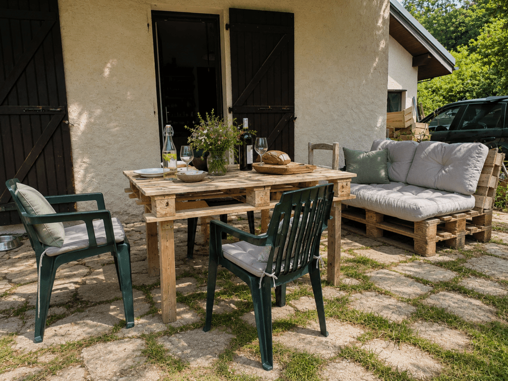 jardin nature Vercors - terrasse conviviale vue montagne